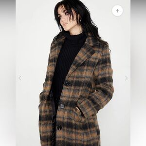 LORE PLAID LONGLINE COAT BY DISTURBIA